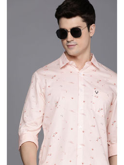 Allen Solly - Mens Pink Slim Fit Print Full Sleeves Casual Shirt