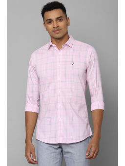 Allen Solly - Mens Pink Slim Fit Check Full Sleeves Casual Shirt