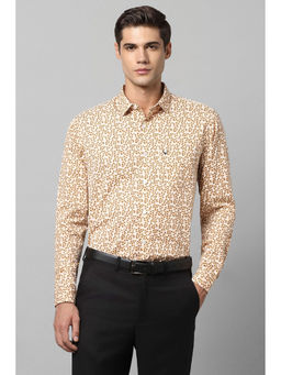 Allen Solly - Mens Beige Slim Fit Print Full Sleeves Casual Shirt