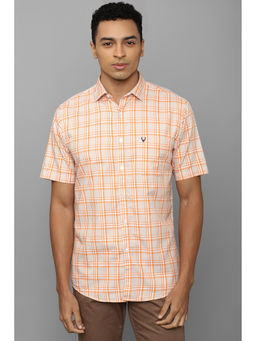 Allen Solly - Mens Orange Slim Fit Check Half Sleeves Casual Shirts