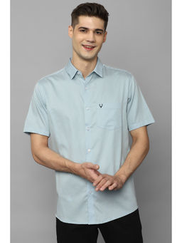Allen Solly - Mens Blue Slim Fit Print Half Sleeves Casual Shirts