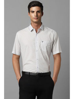 Allen Solly - Mens White Slim Fit Print Half Sleeves Formal Shirt