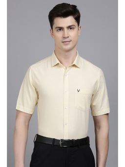 Allen Solly - Mens Beige Slim Fit Solid Half Sleeves Formal Shirt