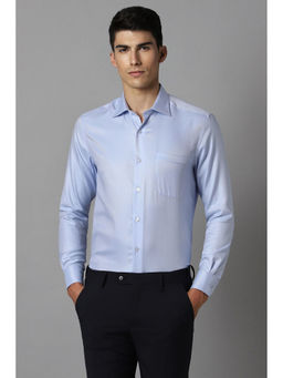 Louis Philippe - Mens Blue Classic Fit Solid Full Sleeves Formal Shirt