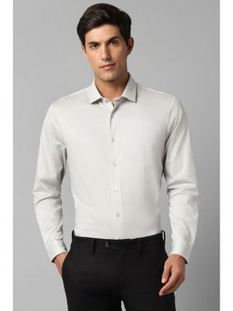 Louis Philippe - Mens Grey Slim Fit Solid Full Sleeves Formal Shirt