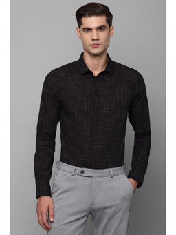 Louis Philippe - Mens Black Super Slim Fit Print Full Sleeves Formal Shirt