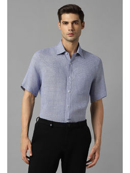 Louis Philippe - Mens Blue Classic Fit Check Half Sleeves Formal Shirt