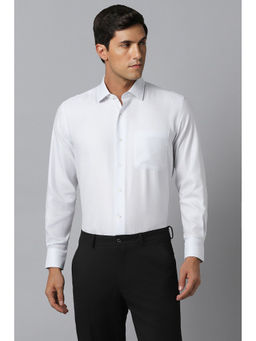 Louis Philippe - Mens White Classic Fit Textured Full Sleeves Formal Shirt