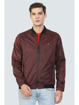 Louis Philippe - Mens Casual Maroon Solid Jacket