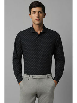 Louis Philippe - Mens Black Super Slim Fit Print Full Sleeves Casual Shirt