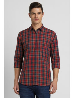 Peter England - Mens Multi Slim Fit Check Full Sleeves Casual Shirt