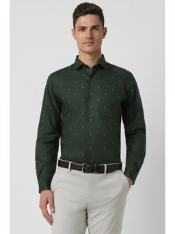 Peter England - Mens Green Slim Fit Full Sleeves Formal Shirt