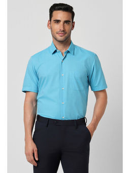 Peter England - Mens Blue Regular Fit Half Sleeves Formal Shirt