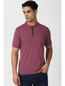 Van Heusen - Mens Pink Textured Henley Neck T-Shirt