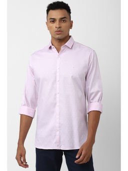 Van Heusen - Mens Pink Slim Fit Print Full Sleeves Casual Shirt