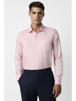 Van Heusen - Mens Pink Slim Fit Solid Full Sleeves Formal Shirt