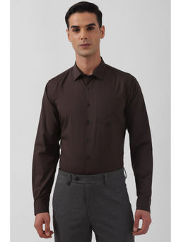 Van Heusen - Mens Brown Slim Fit Solid Full Sleeves Formal Shirt