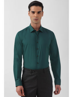 Van Heusen - Mens Green Slim Fit Solid Full Sleeves Formal Shirt