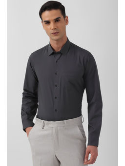 Van Heusen - Mens Grey Slim Fit Solid Full Sleeves Formal Shirt