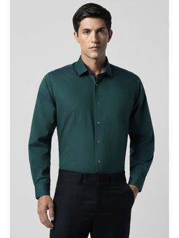 Van Heusen - Mens Green Regular Fit Textured Full Sleeves Formal Shirt