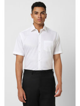 Van Heusen - Mens White Regular Fit Solid Half Sleeves Formal Shirt