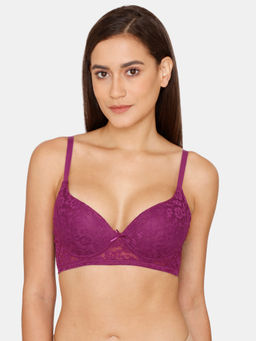 Zivame - Rosaline Everyday Padded Non-Wired Medium Coverage T-Shirt Bra - Grape Juice