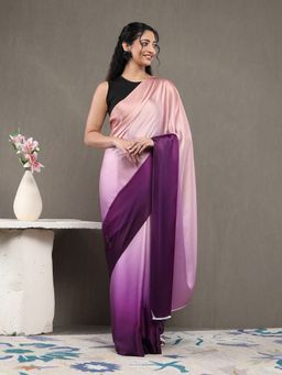 Garden VARELI - Purple Satin Ombre Saree with Unstitched Blouse