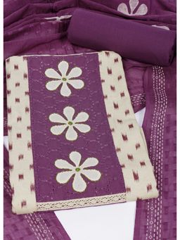Kami Kubi - Cotton Printed Unstitched Purple Kurta and Pant with Dupatta