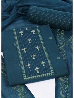 Kami Kubi - Blue Cotton Woven Unstitched Kurta and Pant with Dupatta
