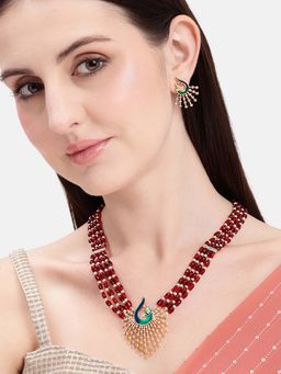 Estele - Morbagh Imperial Ruby Cz Bead Heritage Necklace Set