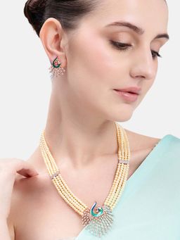 Estele - Morbagh Pearl and Cz Statement Layered Necklace Set