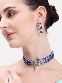 Estele - Morbagh Blue Beaded Cz Statement Choker Set