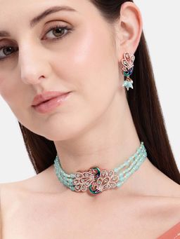 Estele - Morbagh Royal Blue Cz Layered Choker Set