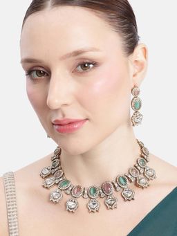 Estele - Lavanyika Floral Drop Kundan Necklace Set