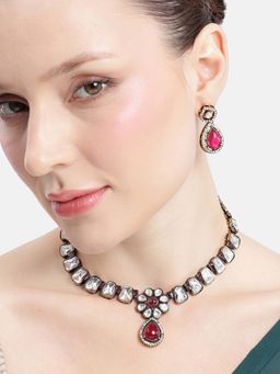 Estele - Aanganika Ruby Floral Kundan Necklace Set