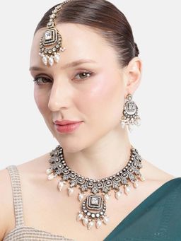 Estele - Rajsi Polki Square Pendant Necklace Set