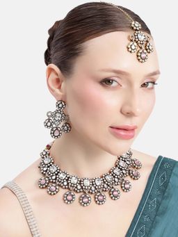Estele - Sundariyaa Mint Pink Necklace Set