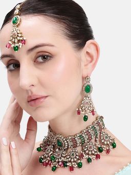 Estele - Mohmaya Ruby and Green Kundan Polki Choker Set