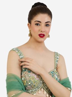 Zaveri Pearls - Gold Tone Stones Beads Drop Traditional Jhumkas