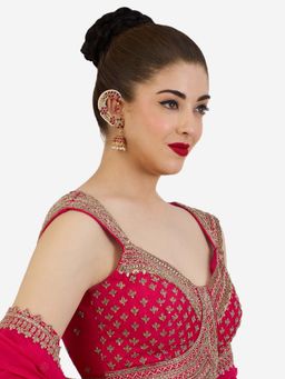 Zaveri Pearls - Rani Pink Stones Dangling Beads Jhumka Ear Cuffs
