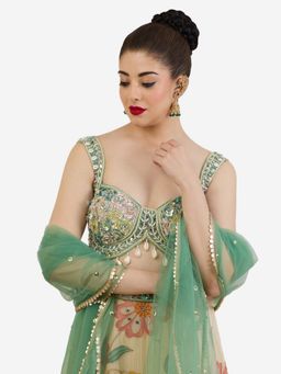 Zaveri Pearls - Green Stones Beads Peacock Jhumka Ear Cuffs