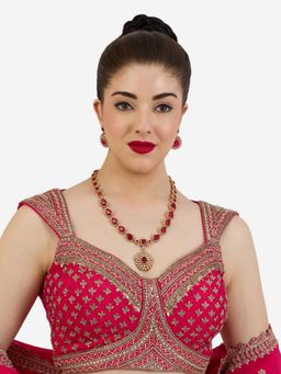 Zaveri Pearls - Pink Stones Color Pop Statement Necklace Set