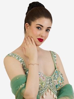 Zaveri Pearls - Rose Gold Cubic Zirconia Contemporary Brass Kada