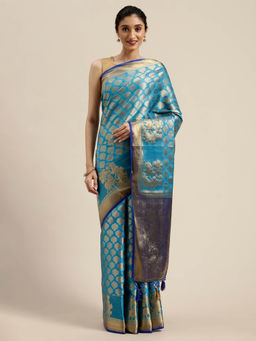 Mimosa - Women Kanjivaram Style Silk Saree With Unstitched Blouse