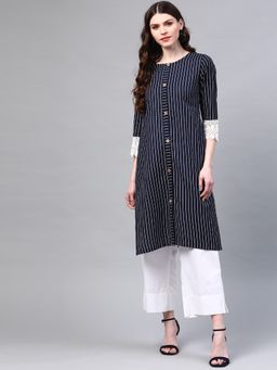 Laado - Blue Flex Cotton Kurta with Lace