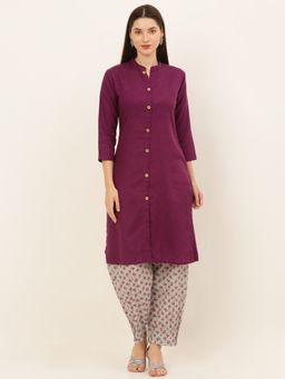 Laado - Women Purple Pure Cotton Kurti with Salwar (Set of 2)