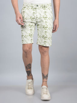 CRIMSOUNE CLUB - Men Green Printed Pure Cotton Shorts
