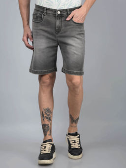CRIMSOUNE CLUB - Men Grey Denim Shorts