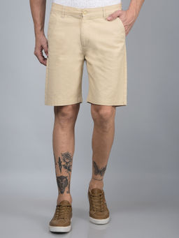 CRIMSOUNE CLUB - Men Beige Cotton Shorts