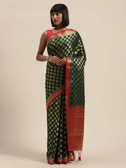 Mimosa - Women Mysore Silk Style Crepe Saree With Unstitched Blouse